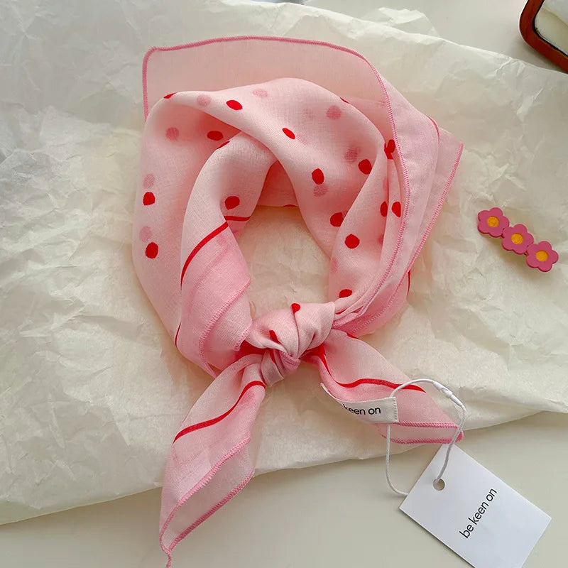 Women's Silk Scarf Fresh Breathable Soft Artistic Decorative Small Silk Scarf Retro Versatile Floral Cotton Linen Square Scarf