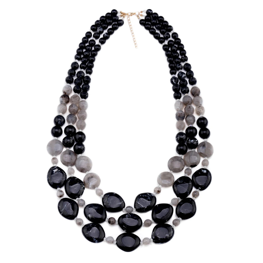 New Handmade Beaded Necklace for Women Multi-layers String Larger Size Bib Statement Necklaces Party Wedding Accessory