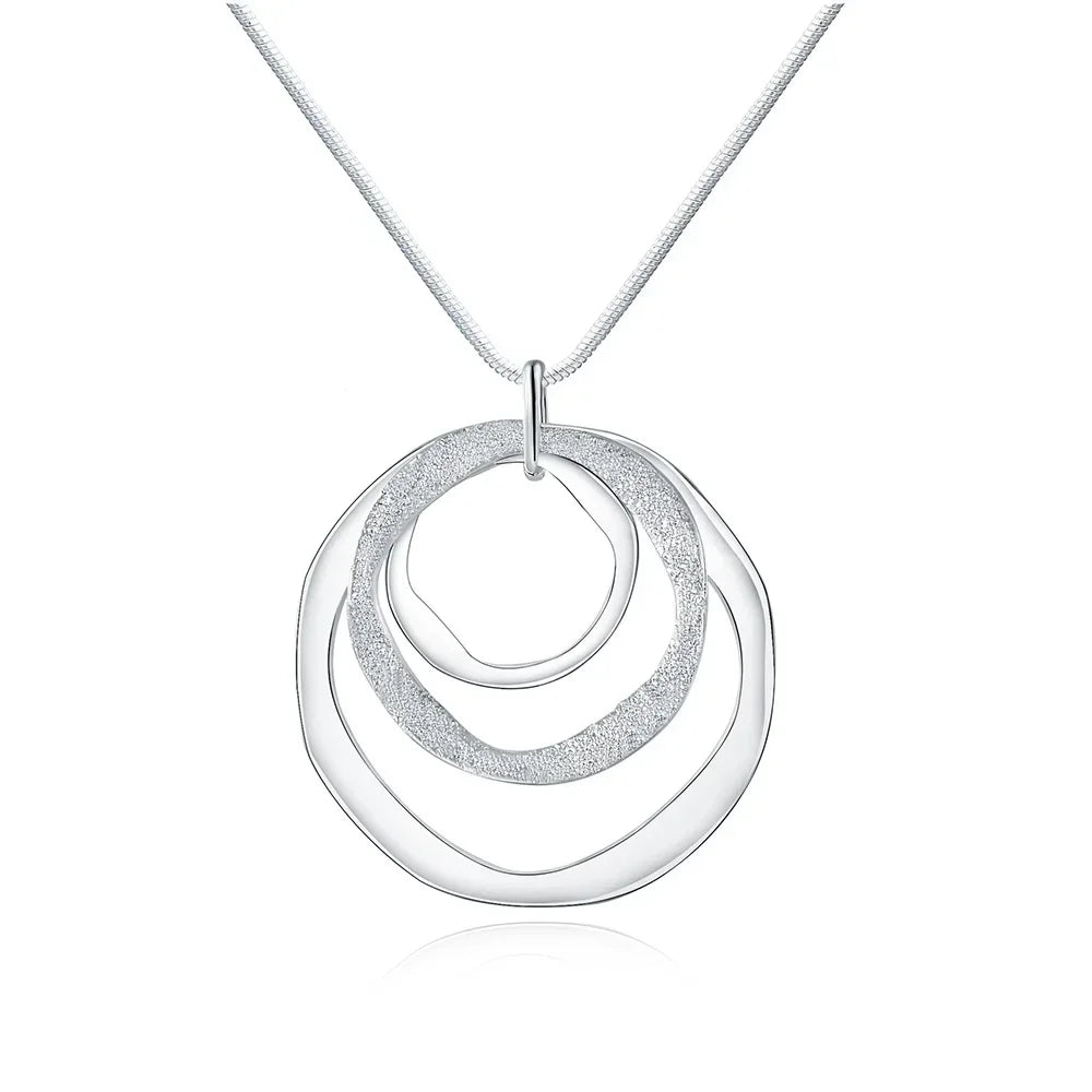40-75cm Fine brand 925 Sterling Silver Necklace For Women luxury Wedding Jewelry Bohemia circle pendants chain neckalce