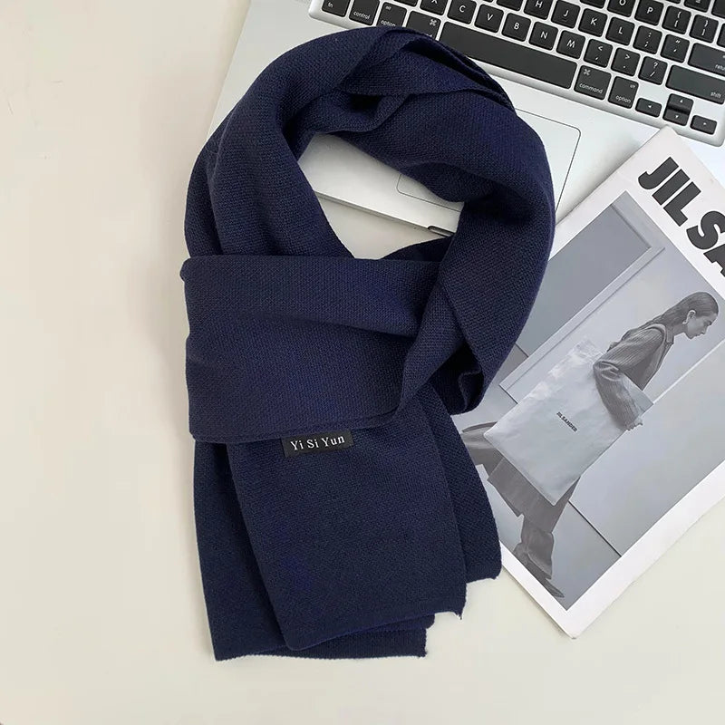 Men's scarf new winter pure black middle-aged and elderly versatile men's scarf youth British style scarf shawl