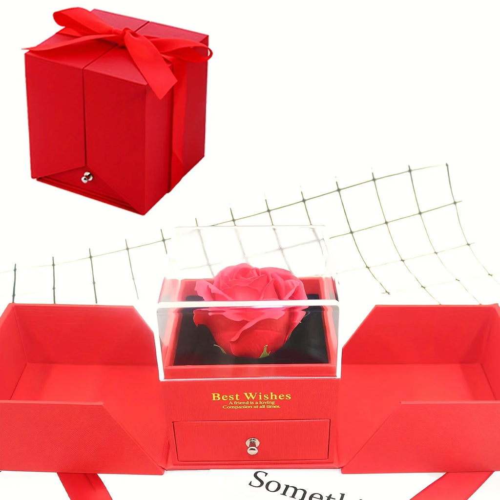 Women's Double Heart Necklace in Rose Gift Box - Elegant I Love You Jewelry Gift Suitable for Mother, Wife, Girlfriend 