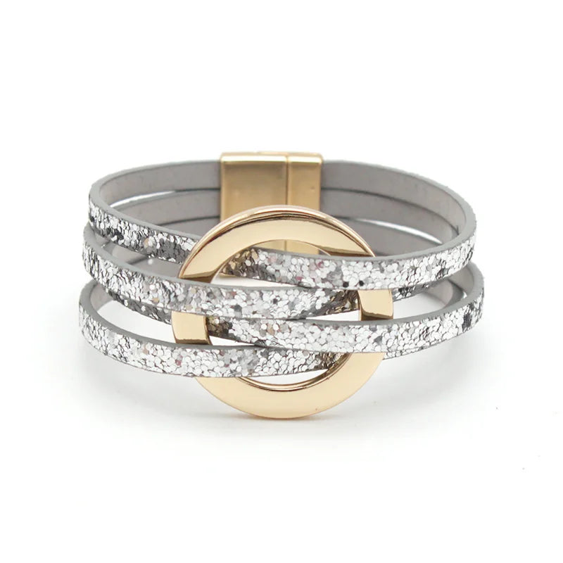 Leather Bracelets For Women 2026 Fashion Bracelets & Bangles Elegant Multilayer Wide Wrap Bracelet Female Jewelry Gift