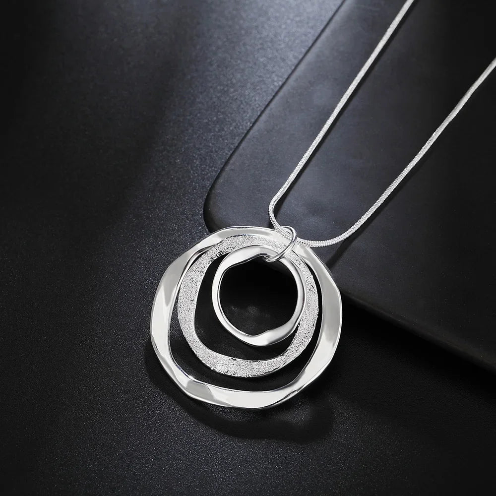 40-75cm Fine brand 925 Sterling Silver Necklace For Women luxury Wedding Jewelry Bohemia circle pendants chain neckalce