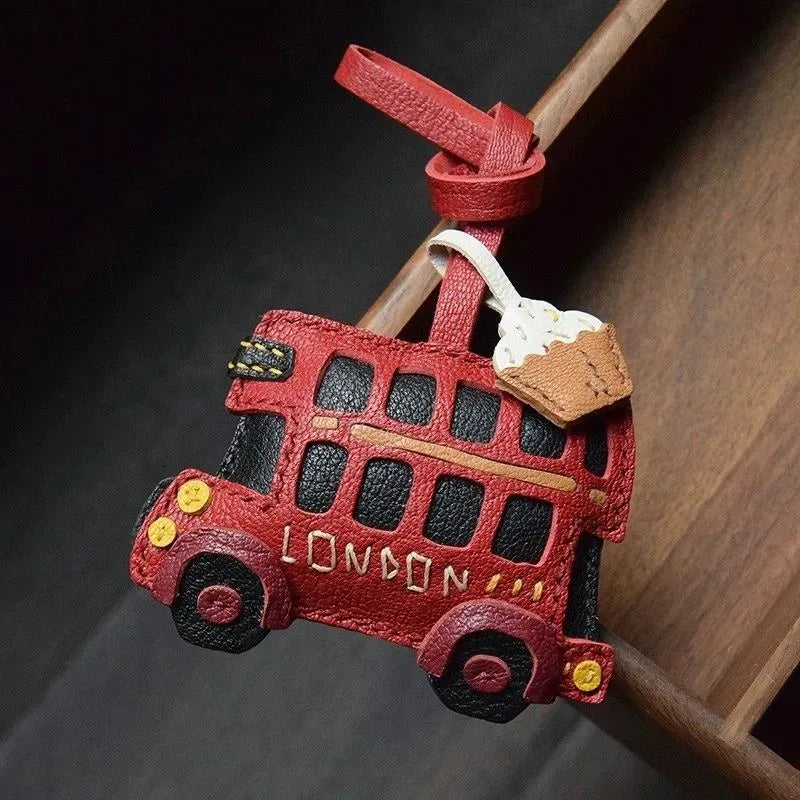 Luxury Design Genuine Leather Handmade Pendant Bag Accessories Cute Car Hangings Keychain Bag Charms Cute Animal Bag Decorations