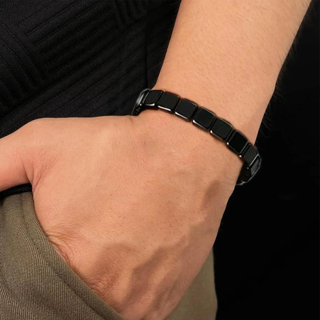 HematiteBracelet Masculine Bracelet With Natural HematiteMasculine Jewellery Wrist Decor Everyday Wear For Father Husband