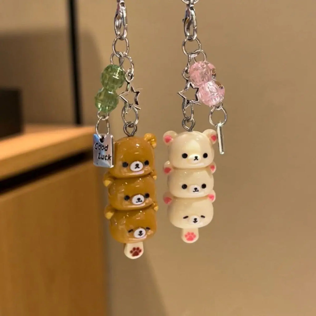 Cute Rilakkuma Keychain Cartoon Bear Brother Sister Mobile Phone Chain Couple Best Friend Accessory Pendant Sugar Coated Haws