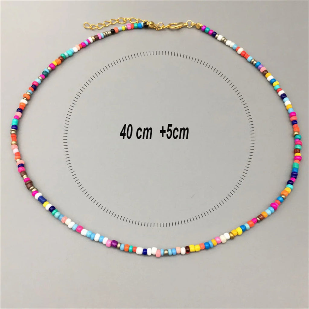 Handmade Necklace for Girl and Women Colorful Seed Beads Cute Romantic Choker Jewelry Gift Friend White Black Fashion Necklace