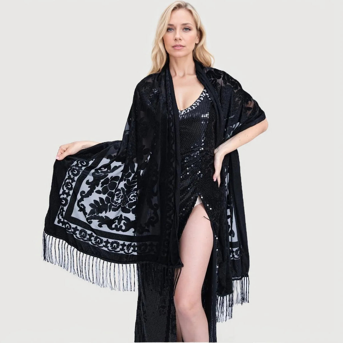 Women Velvet Scarf Shawl Female Long Jacquard Scarves Noble Shawl Autumn Spring Poncho Wrap Luxury Pashmina Tassel Cloak Bufanda
