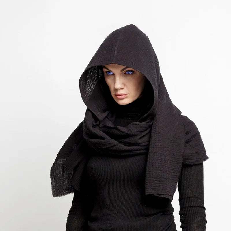 New European and American Men's Scarf with Hat Retro Cotton and Linen Scarf Autumn and Winter Warm Outdoor Sand Dune Shawl