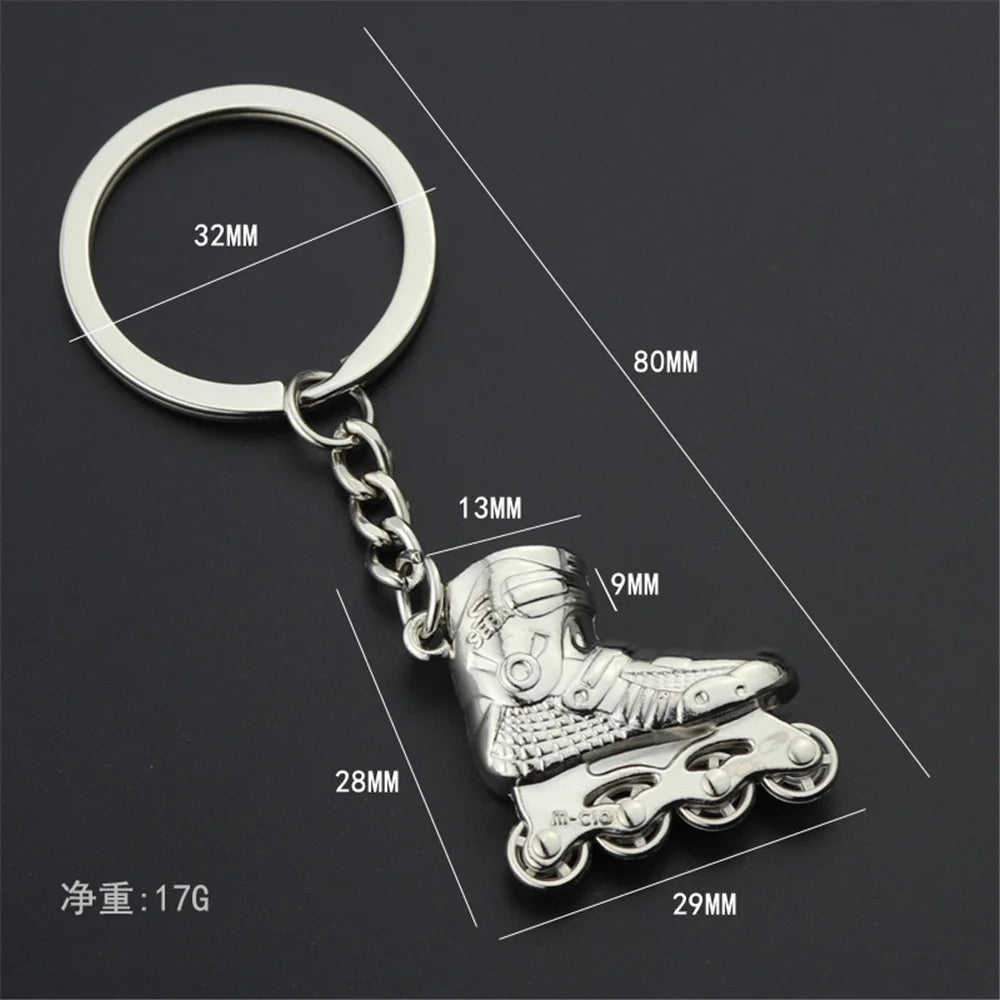 New Exquisite Simulation Skates keychain Charms Stainless Steel Key Ring Bag Ornaments Skating Lovers Souvenirs Accessories