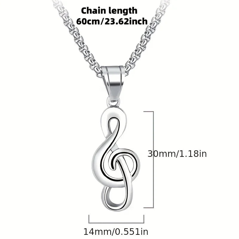 1pc Musical Note Necklace for Men, Simple Creative Pop Music Pendant