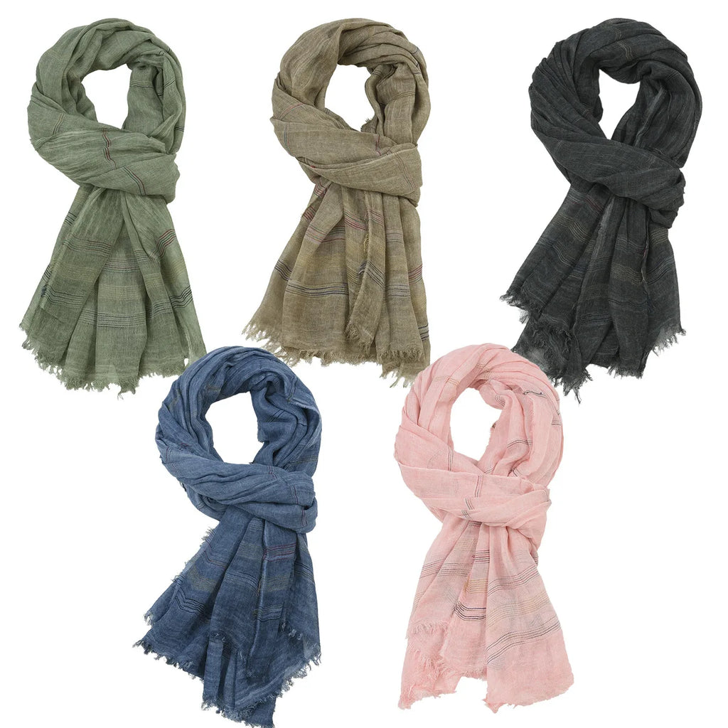 Fashion Men Scarf Cotton Linen Yarn-dyed Striped Men's Scarves Tassel Long Shawl Autumn Winter Male Accessories Bufanda Wraps