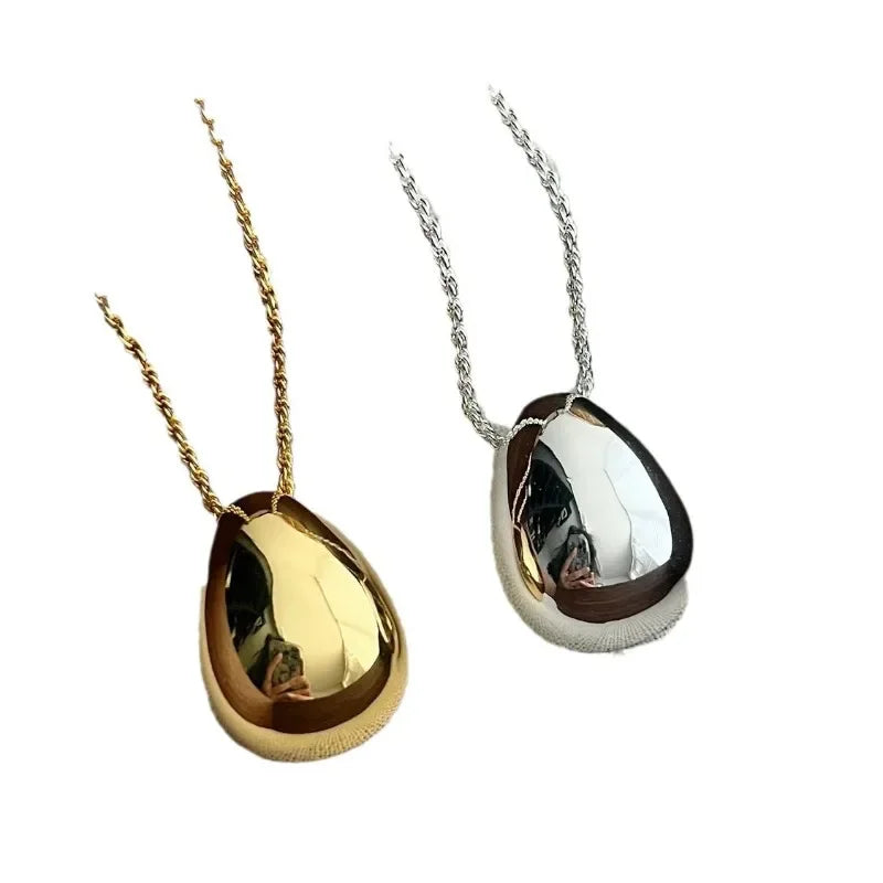 Modern Jewelry Simple Delicate Design Smooth Metal Teardrop Pendant Necklace For Women Female Party Gift Dropshipping