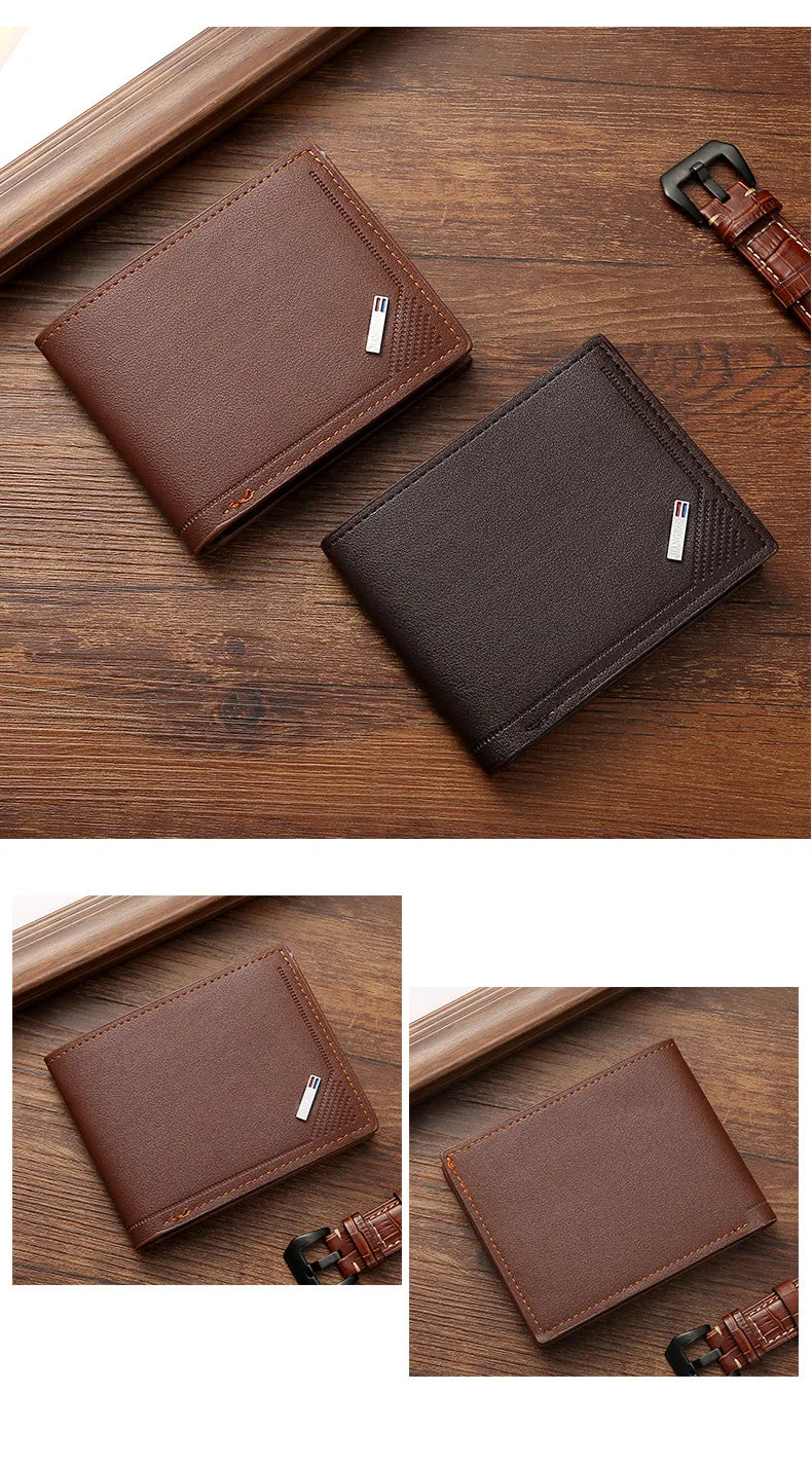 Slim Wallets for Men Rfid Blocking Money Clip Men's Youth Luxury Short Leather Card Holder Thin Minimalist Bifold Man Wallet