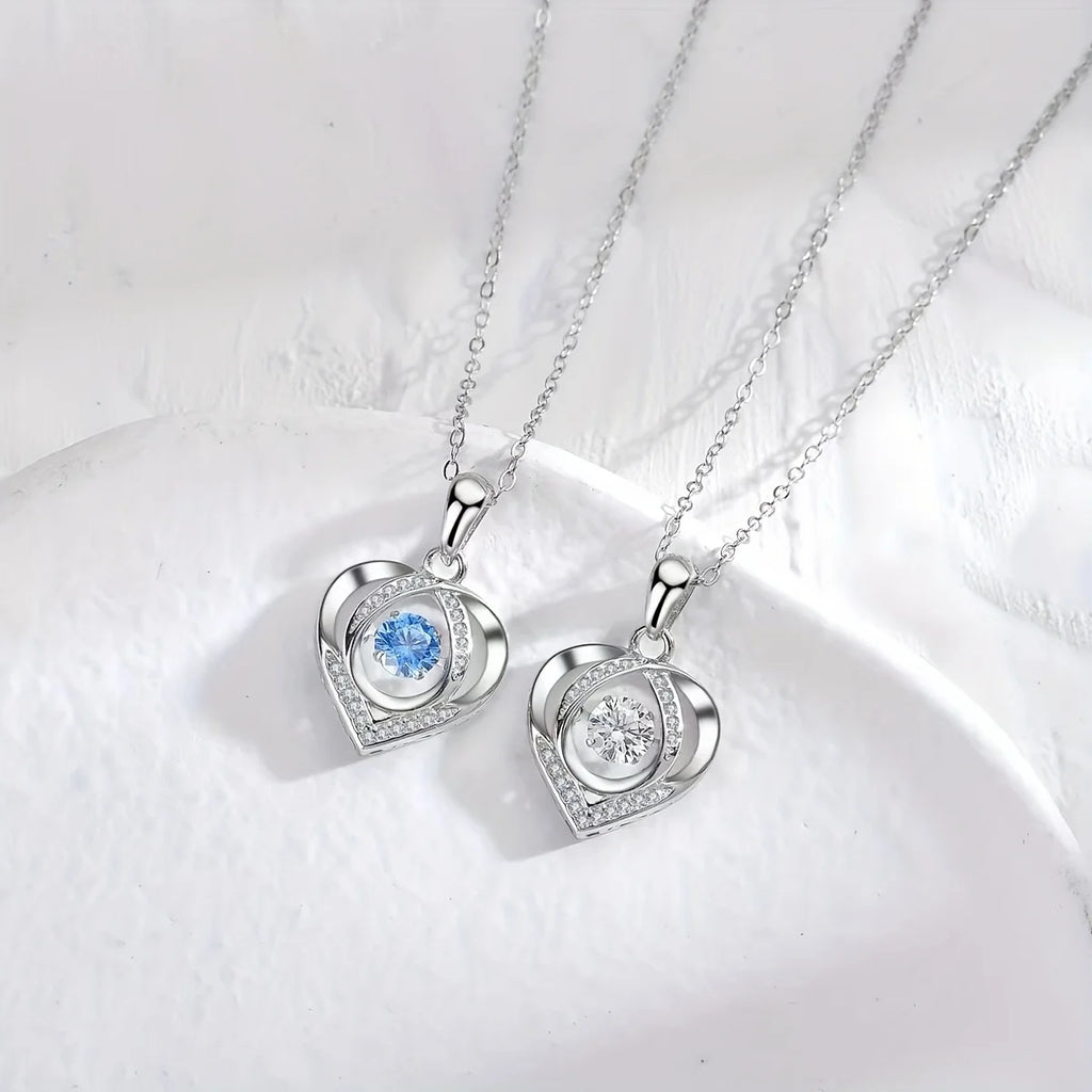 Women's Double Heart Necklace in Rose Gift Box - Elegant I Love You Jewelry Gift Suitable for Mother, Wife, Girlfriend 