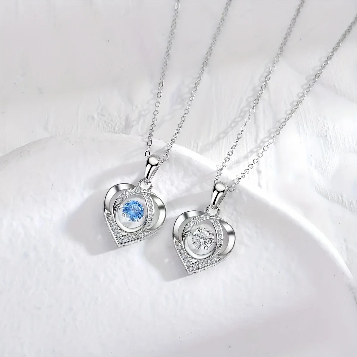 Women's Double Heart Necklace in Rose Gift Box - Elegant I Love You Jewelry Gift Suitable for Mother, Wife, Girlfriend 