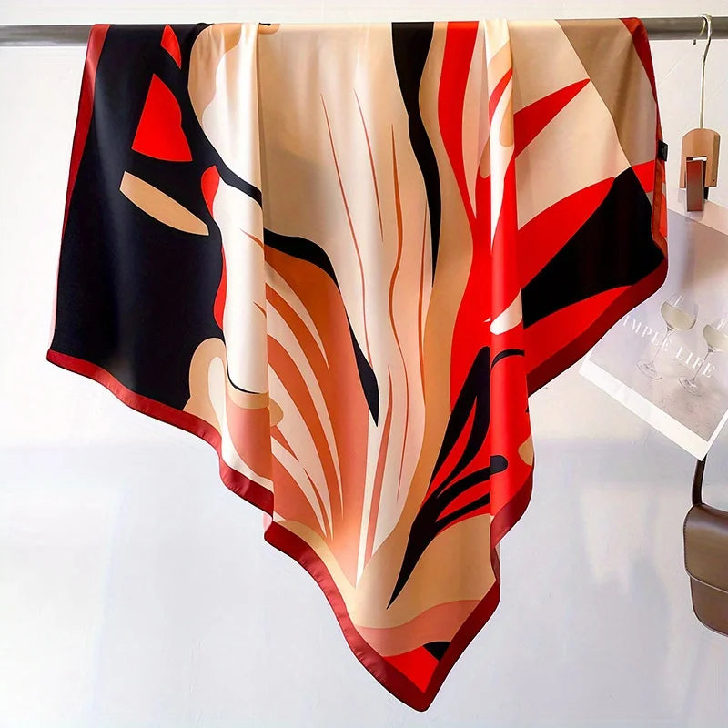 Women's full-body printed silk scarf, stylish soft and comfortable shawl for daily wear, casual multi-functional scarf for women