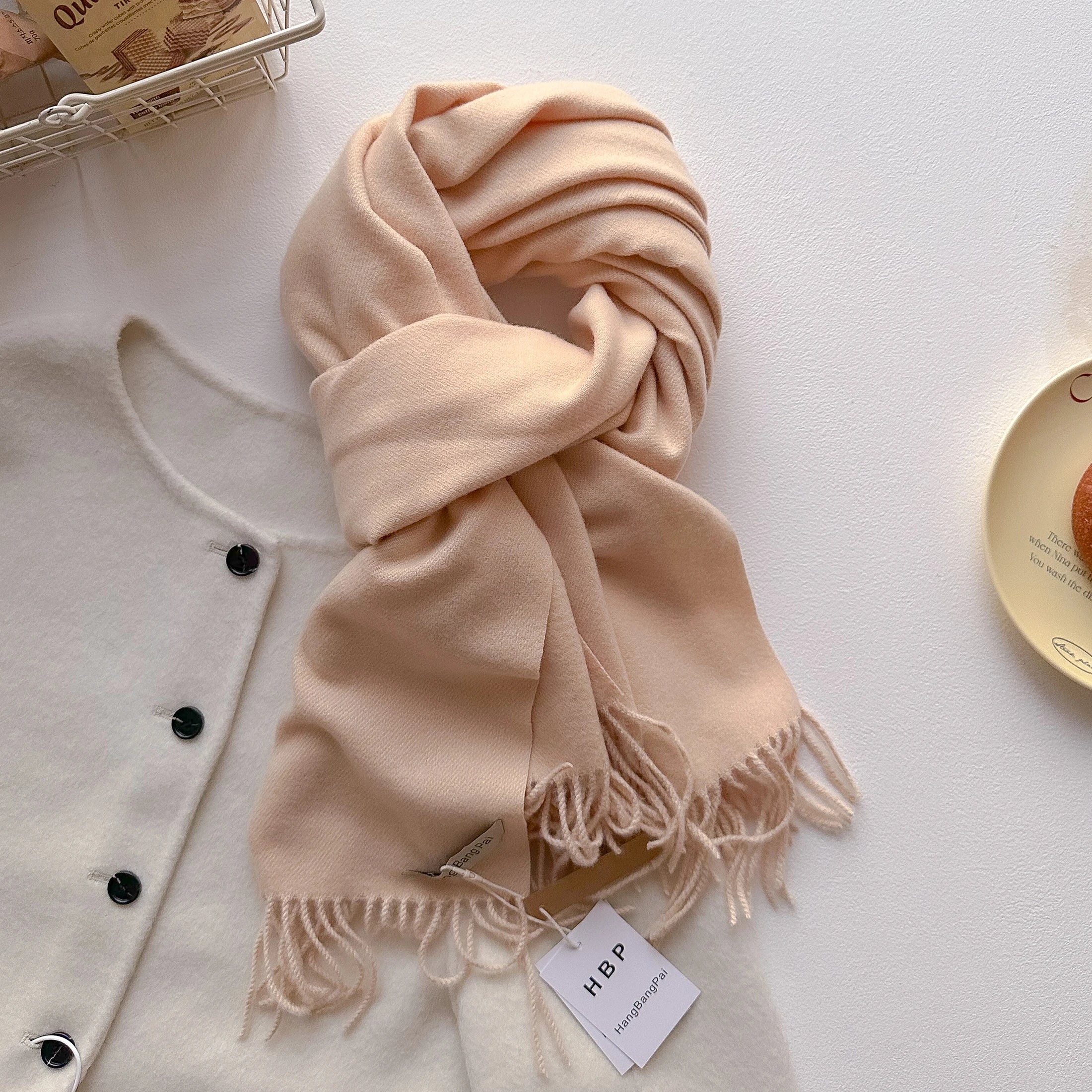 2025 New Winter Wool Scarf For Women Long Warm Cashmere Scarves Hijab Solid Lady Shawl Wrap Female Pashmina Bandana Head Scarfs
