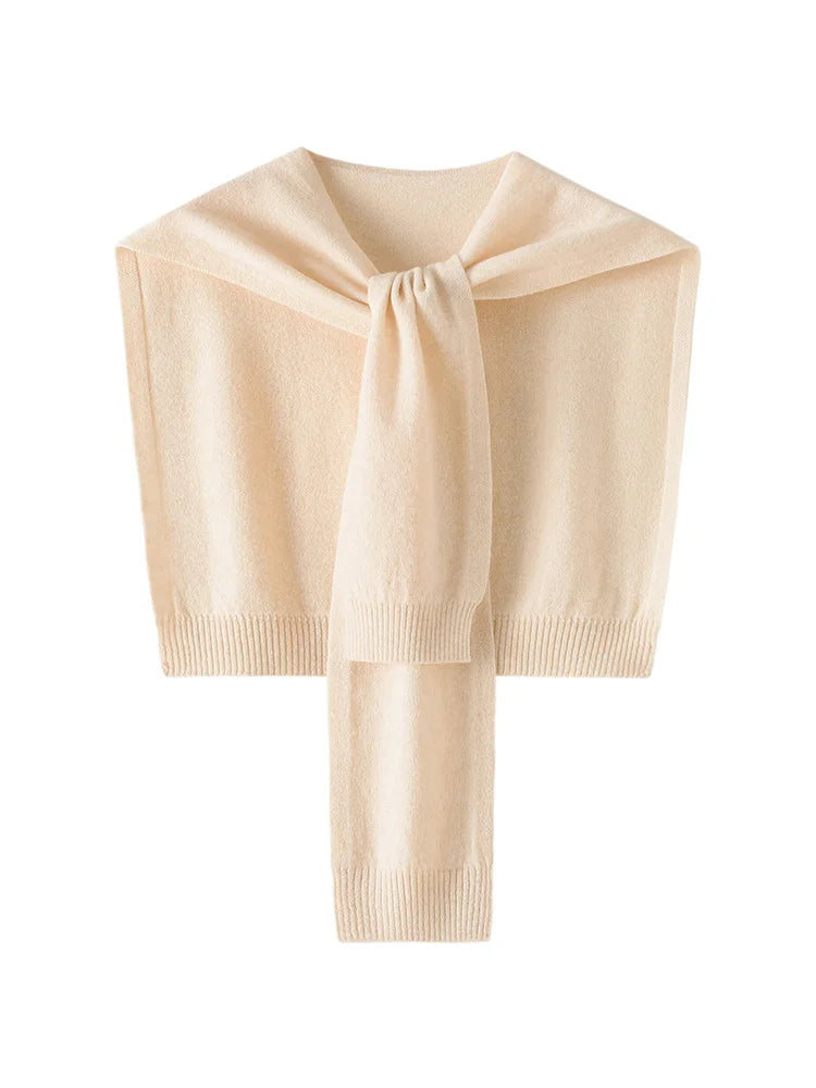 ADDONEE 100% Merino Wool Knitted Shawl For Women Autumn Winter Simple Style Solid Soft Knitwear Korean Popular Cappa Fashion Top