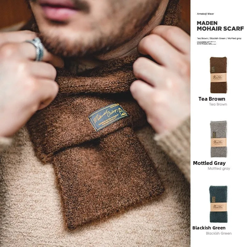 Maden Workwear Japanese Sle Retro Knitted Scarf Windproof Warm Woolen Men's Women's  Color Ne Warmer Autumn Winter