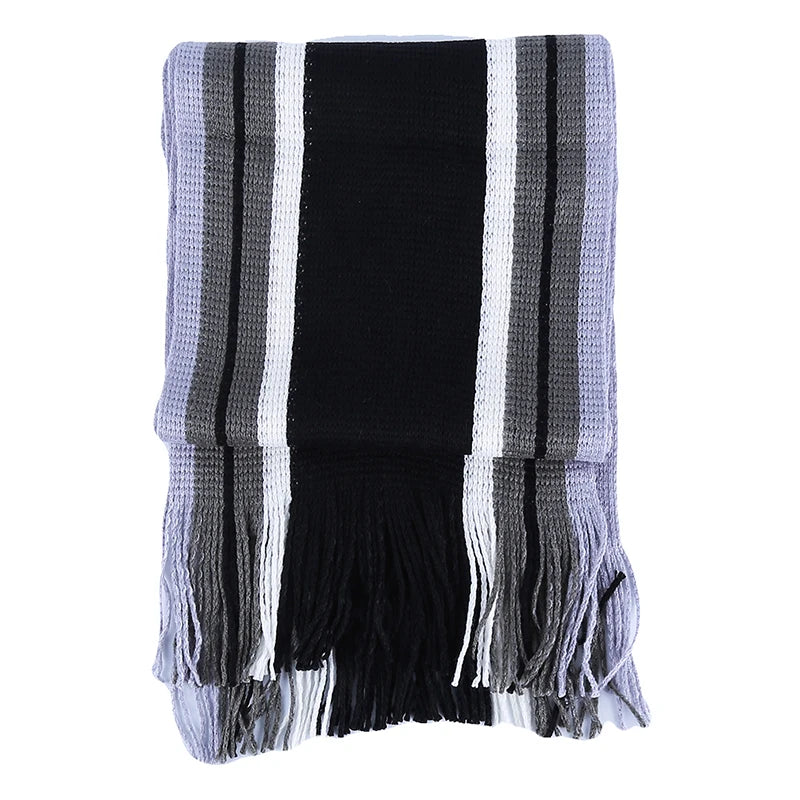 Men's Scarf Winter Comfortable Soft Warm Wool Windbreak Cold-proof Youth Fashion Casual Stripe Male Knitted Scarf