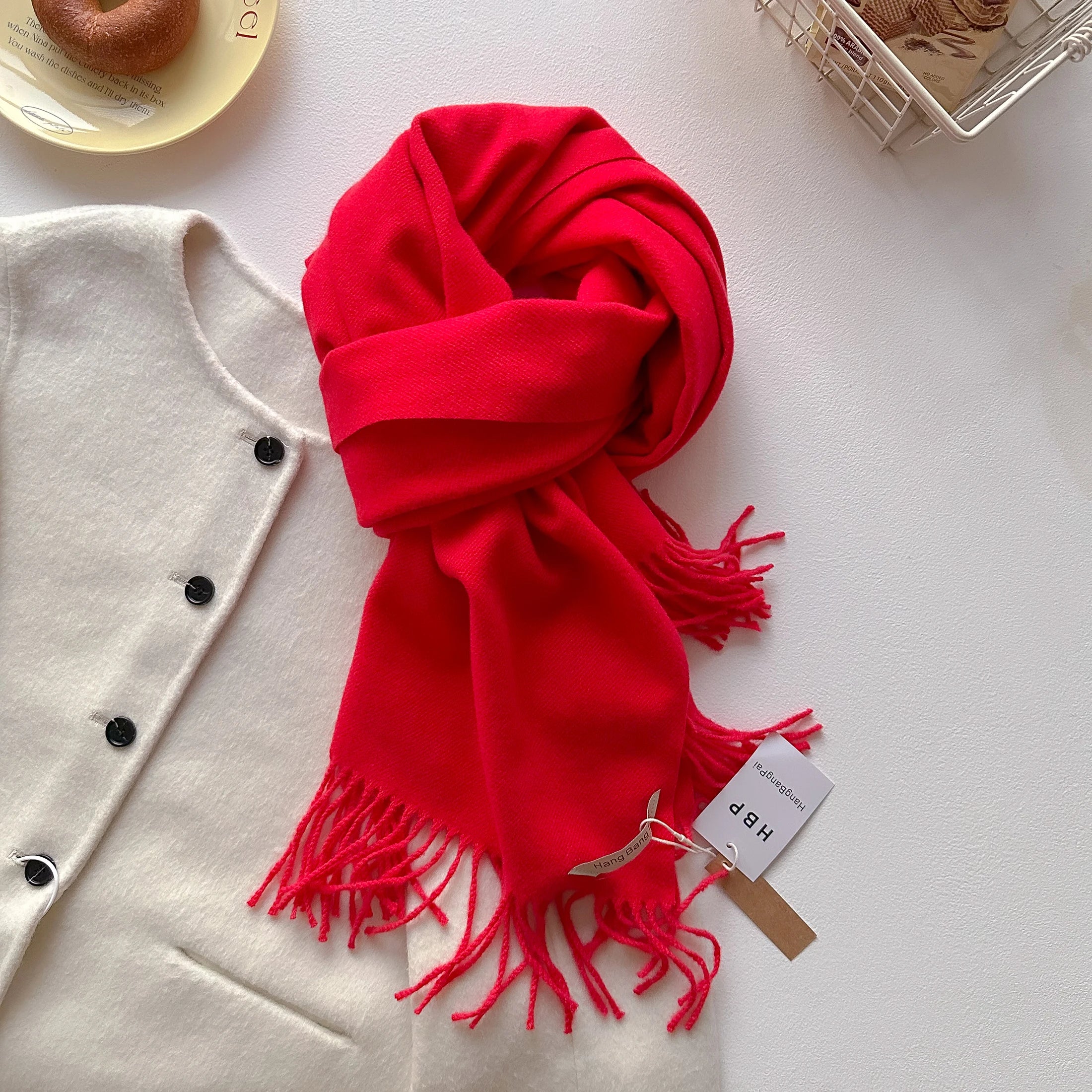 2025 New Winter Wool Scarf For Women Long Warm Cashmere Scarves Hijab Solid Lady Shawl Wrap Female Pashmina Bandana Head Scarfs