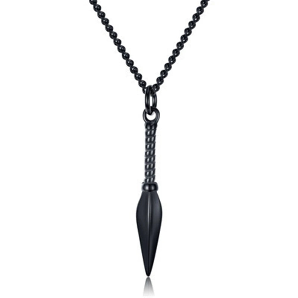 Men's Cool Titanium Steel Spearhead Long Necklace Hip Hop Punk Rock Arrow Head Link Chain Pendant Necklaces Jewelry Gift