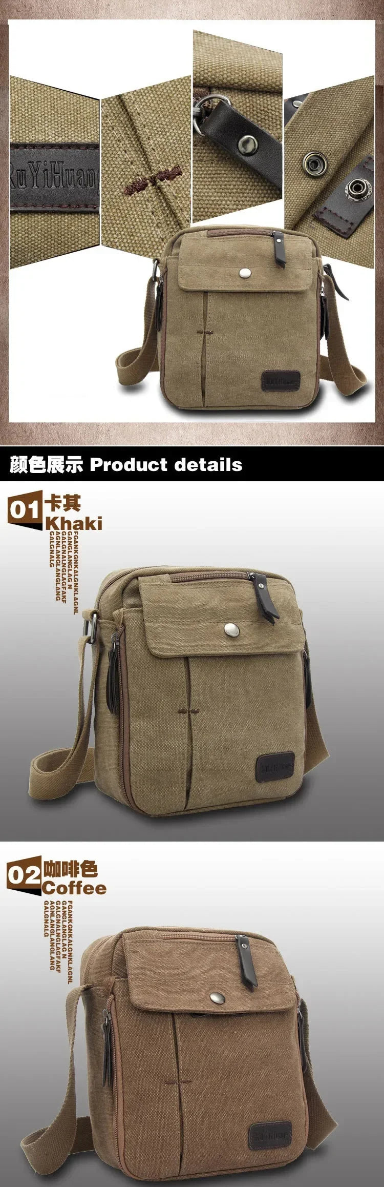 2024 Men's bags Canvas bag fashion men messenger bags high quality brand bolsa feminina shoulder bags Shoulder strap handbags
