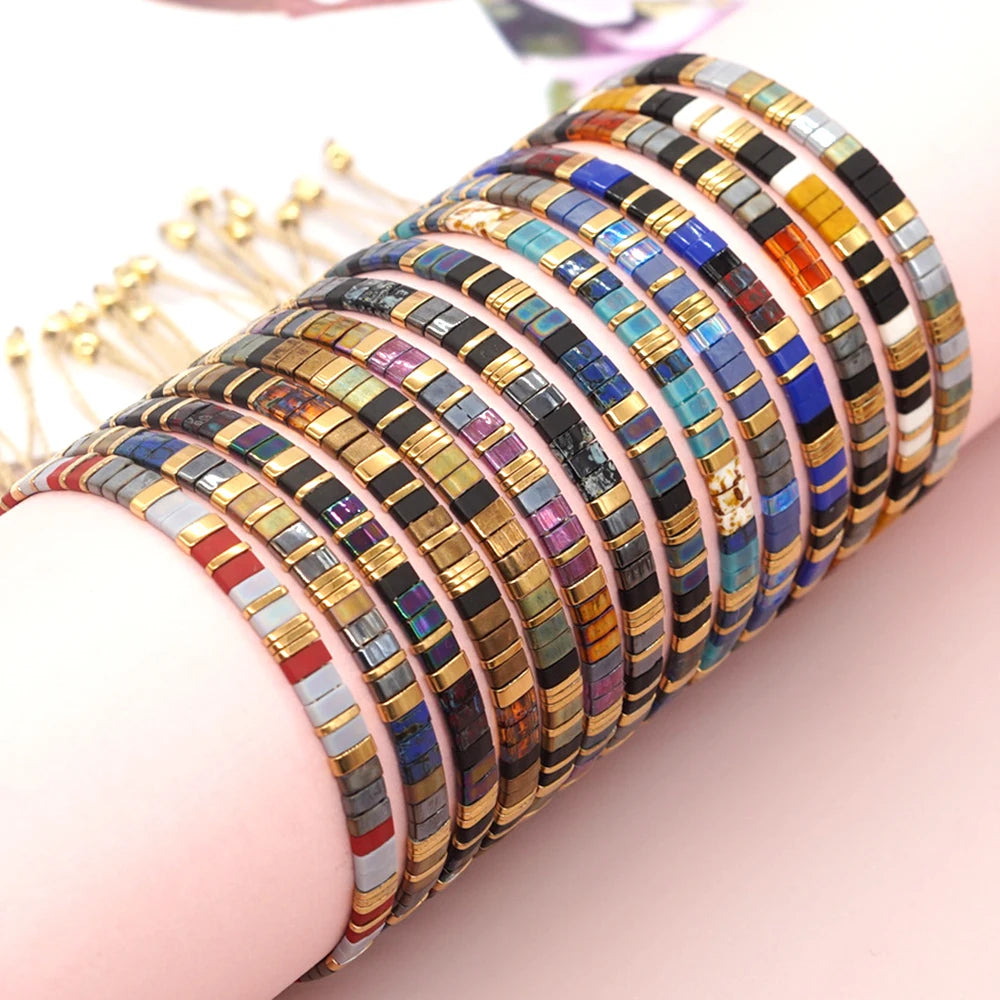 Beaded Bracelet Boho Style Handmade Woven Adjustable Thread for Women Yoga Jewelry Ladies Accessories Birthday Gifts Party New