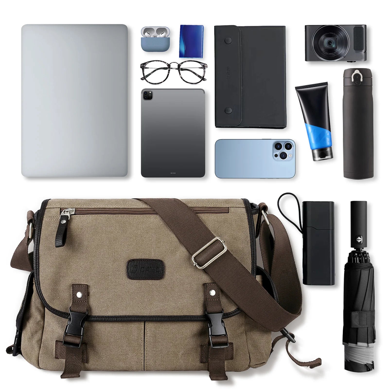 Messenger Bag for Men,Fashion School Bag Large Laptop Bag for Daily Use ,Multi-Functional Shoulder Bags Large Chest Daypack