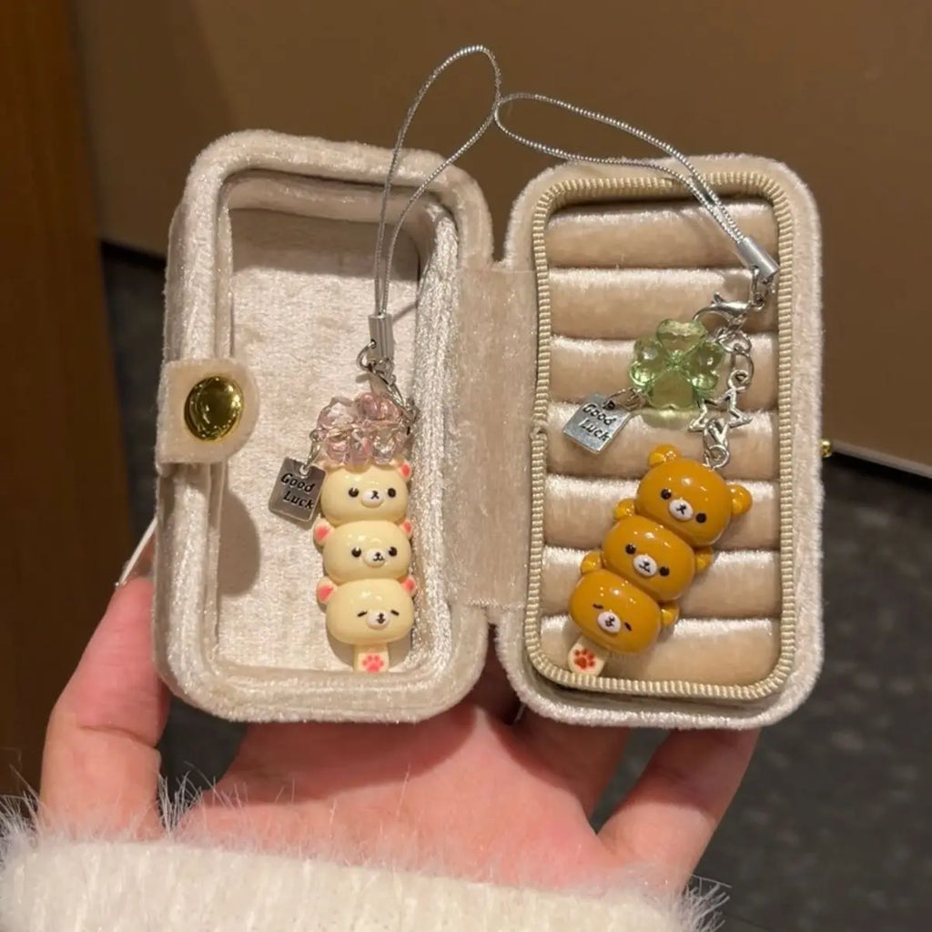 Cute Rilakkuma Keychain Cartoon Bear Brother Sister Mobile Phone Chain Couple Best Friend Accessory Pendant Sugar Coated Haws