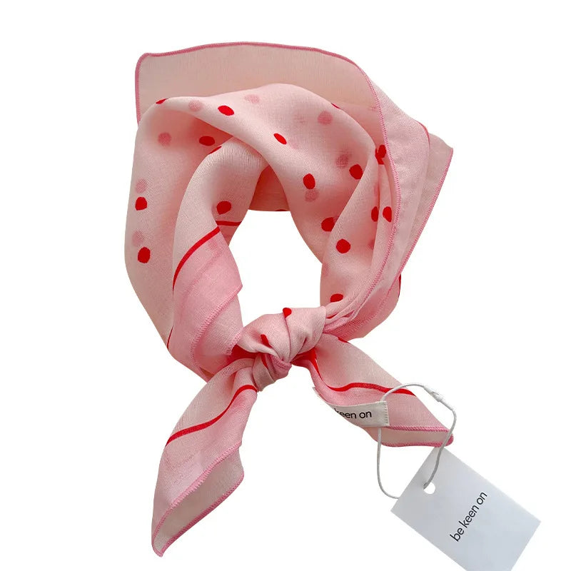Women's Silk Scarf Fresh Breathable Soft Artistic Decorative Small Silk Scarf Retro Versatile Floral Cotton Linen Square Scarf