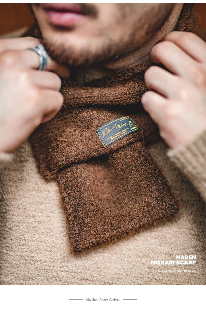 Maden Workwear Japanese Sle Retro Knitted Scarf Windproof Warm Woolen Men's Women's  Color Ne Warmer Autumn Winter