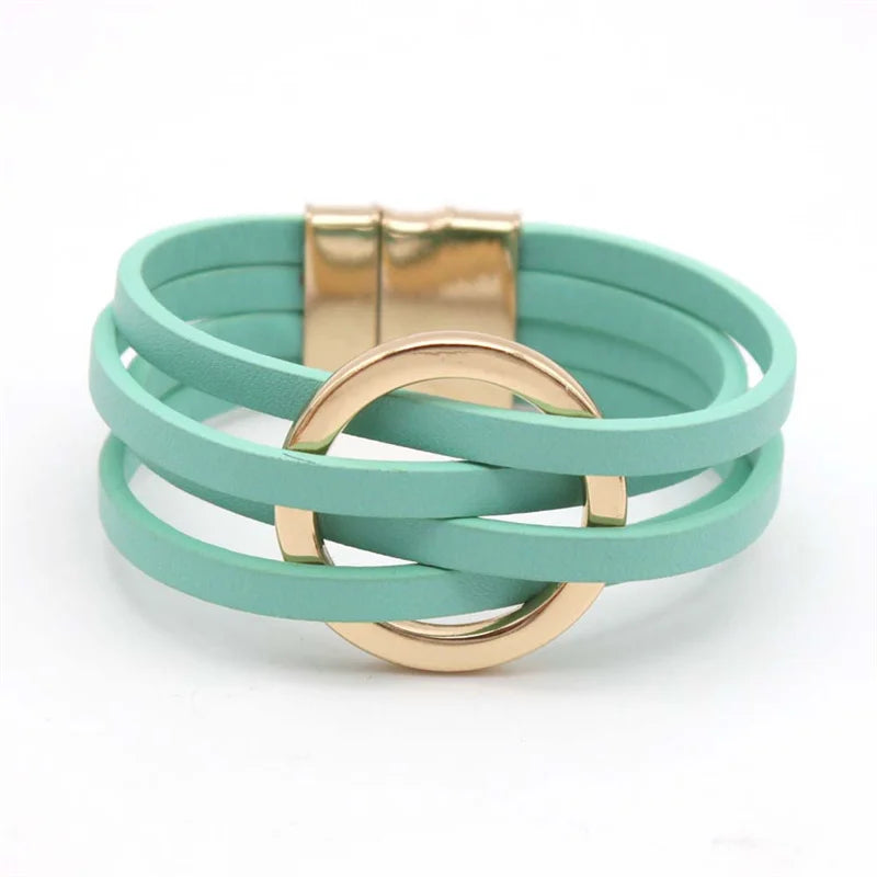 Leather Bracelets For Women 2026 Fashion Bracelets & Bangles Elegant Multilayer Wide Wrap Bracelet Female Jewelry Gift