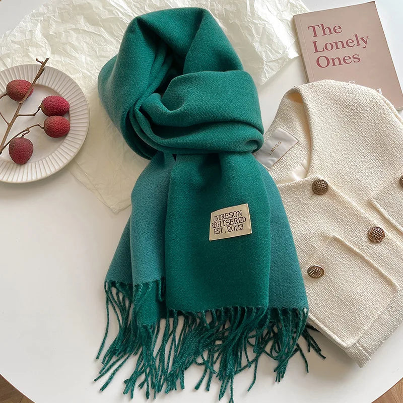 Scarf for women in winter 2024 new versatile double-sided double-color shawl dual-purpose pink cashmere Korean version high-end