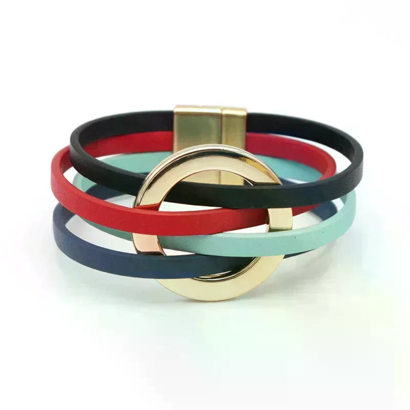 Leather Bracelets For Women 2026 Fashion Bracelets & Bangles Elegant Multilayer Wide Wrap Bracelet Female Jewelry Gift