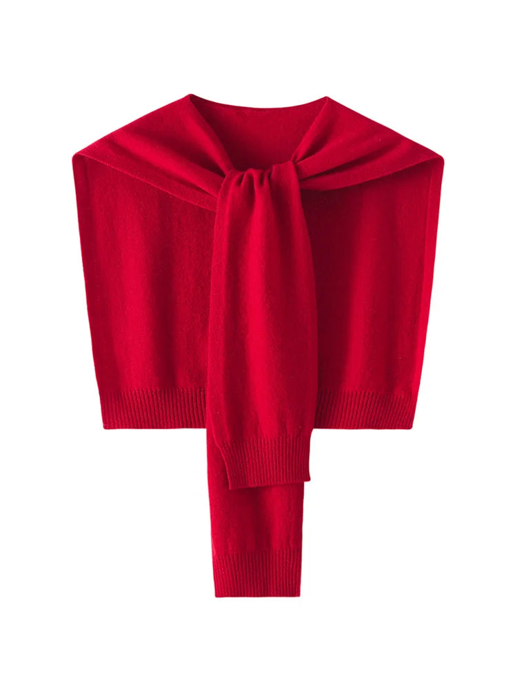 ADDONEE 100% Merino Wool Knitted Shawl For Women Autumn Winter Simple Style Solid Soft Knitwear Korean Popular Cappa Fashion Top