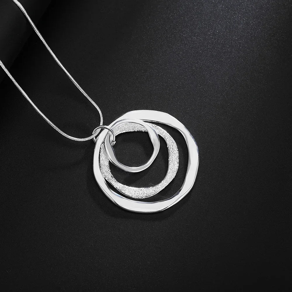 40-75cm Fine brand 925 Sterling Silver Necklace For Women luxury Wedding Jewelry Bohemia circle pendants chain neckalce