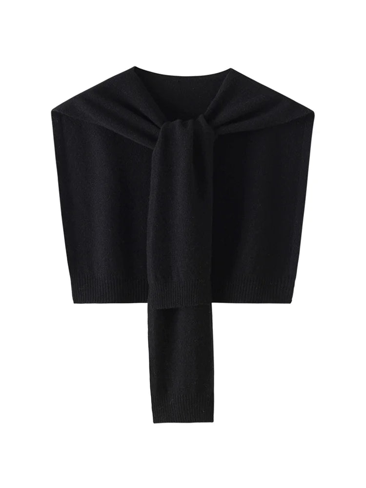 ADDONEE 100% Merino Wool Knitted Shawl For Women Autumn Winter Simple Style Solid Soft Knitwear Korean Popular Cappa Fashion Top