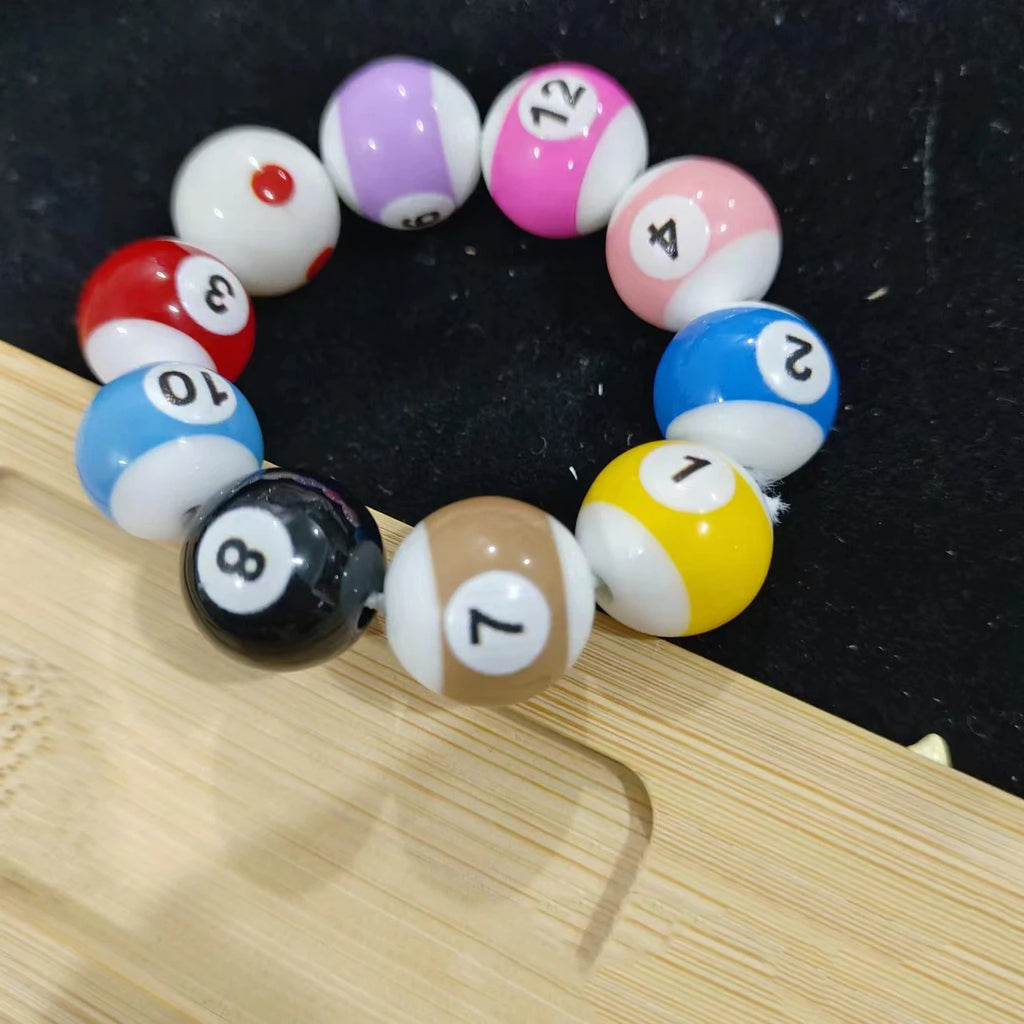 Middle Eight Billiard Bracelets for Women Men Hip Hop Rock Elastic Rope Couple Bracelets Jewellery Women Resin Beads