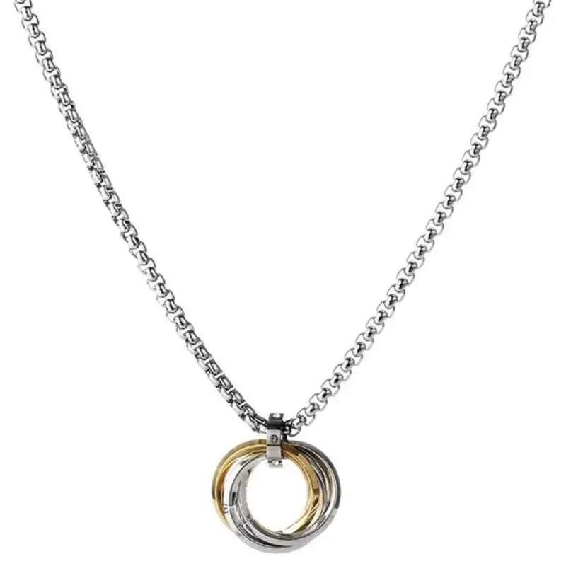 Men's Hip-hop Three-ring Necklace - Stainless Steel, Simple Refined with Minor Personality | Trendy Pendant Jewelry Gift