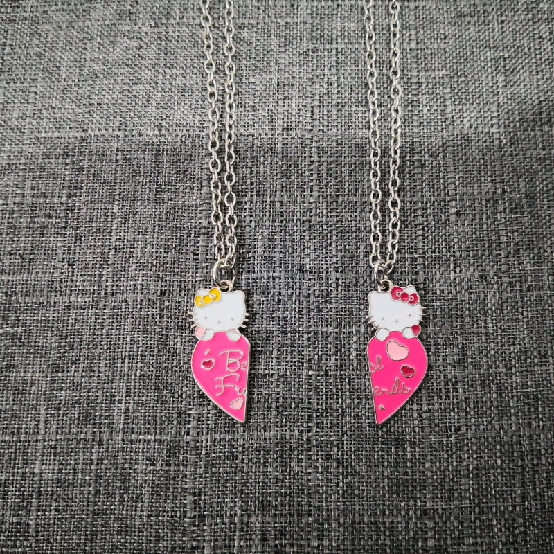 Sanrio Hello Kitty Cute Cartoon Student Kawaii Sweet Creative Fashion Versatile Accessories Couple Best Friend Color Necklace