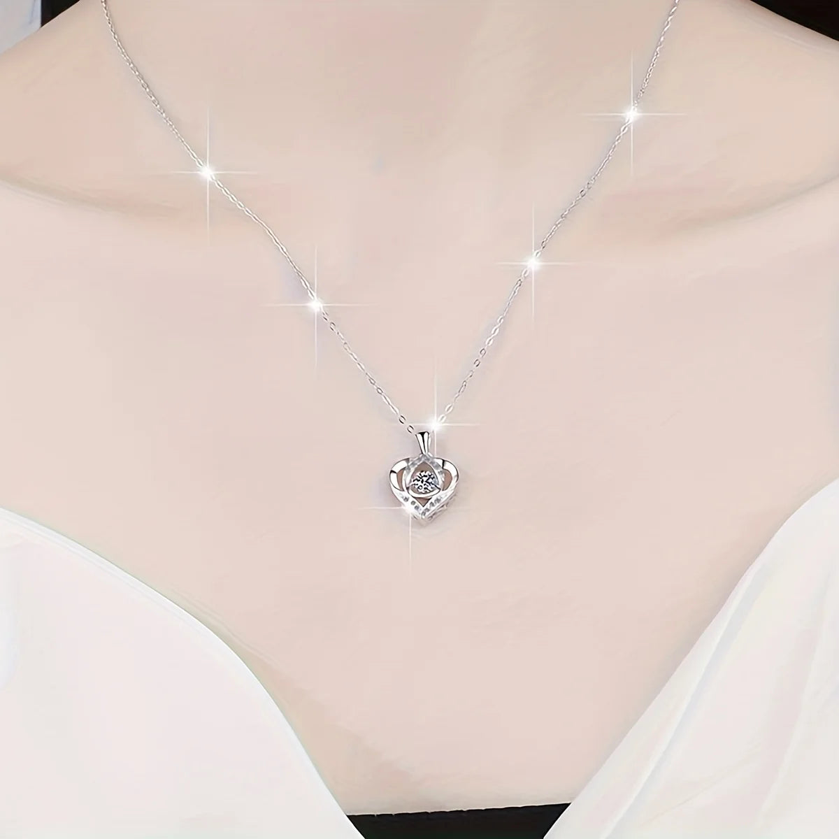 Women's Double Heart Necklace in Rose Gift Box - Elegant I Love You Jewelry Gift Suitable for Mother, Wife, Girlfriend 