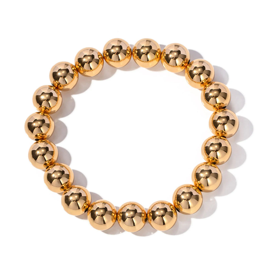 Stylish Simple 18K Real Gold Plated Beaded Bracelet For Women Jewelry Elastic Dainty Bracelets Delicate Bracelets Unisex Party