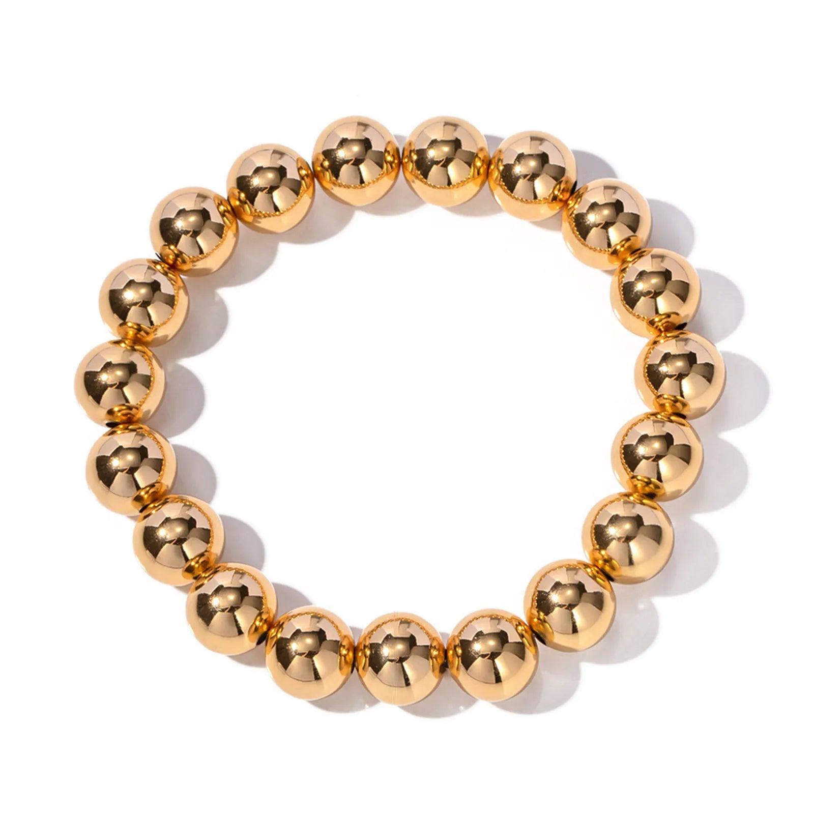 Stylish Simple 18K Real Gold Plated Beaded Bracelet For Women Jewelry Elastic Dainty Bracelets Delicate Bracelets Unisex Party