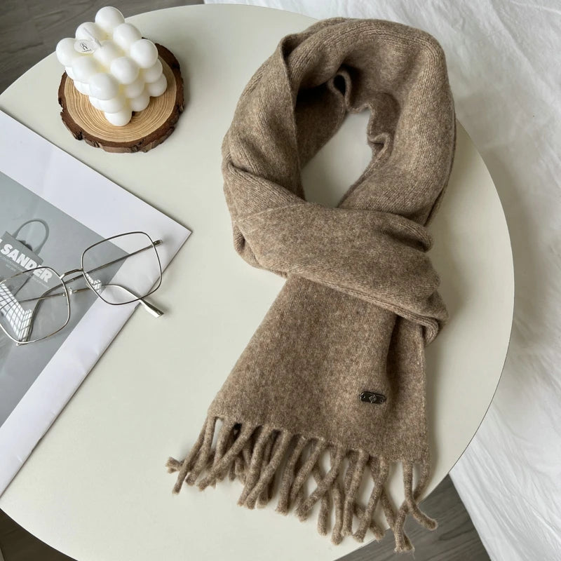 Women New Scarf Autumn Winter Pure Color Scarve Femme Knitted Fashion Shawl Unisex For Women