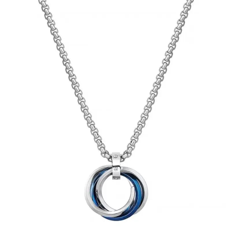 Men's Hip-hop Three-ring Necklace - Stainless Steel, Simple Refined with Minor Personality | Trendy Pendant Jewelry Gift