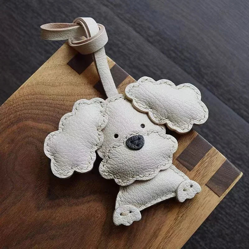 Luxury Design Genuine Leather Handmade Pendant Bag Accessories Cute Car Hangings Keychain Bag Charms Cute Animal Bag Decorations