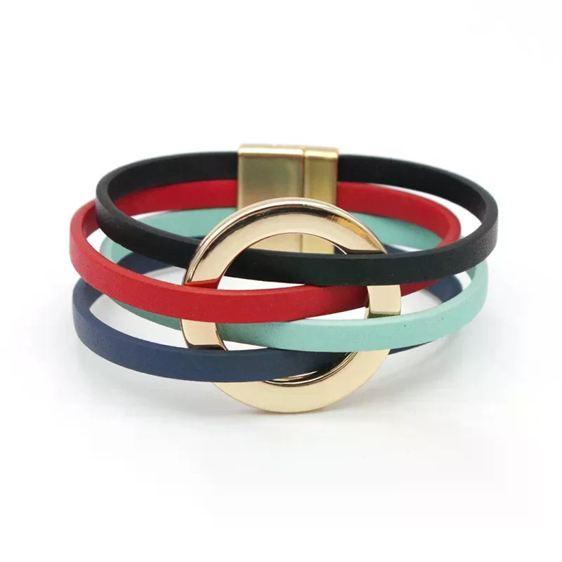 Leather Bracelets For Women 2026 Fashion Bracelets & Bangles Elegant Multilayer Wide Wrap Bracelet Female Jewelry Gift