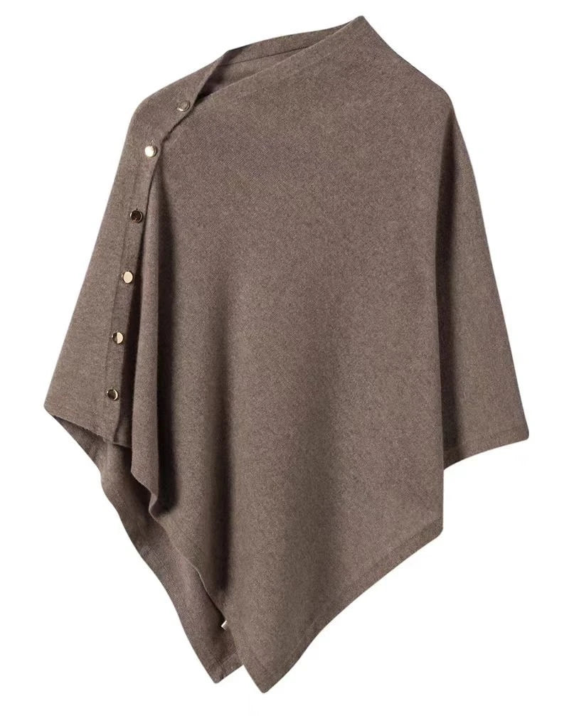 2025 New Large Shawl for Womens Spring and Autumn Fashion Versatile Diagonal Buckle Loose High-end Cape Knitted Shawls